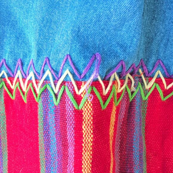 Vintage Embroidered Southwest Blanket Stripe Dopamine CottageCore ButtonDown 3X - Picture 3 of 11